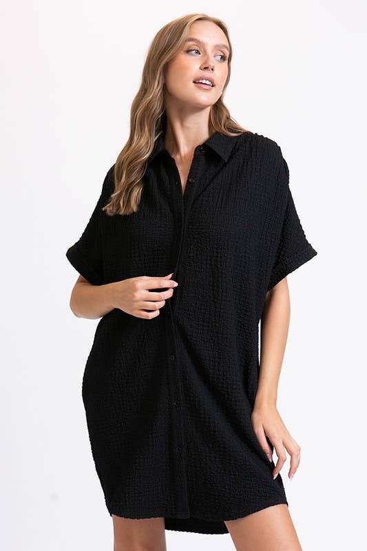 Dresses - Boho Gal Textured T Shirt Dress - - Cultured Cloths Apparel