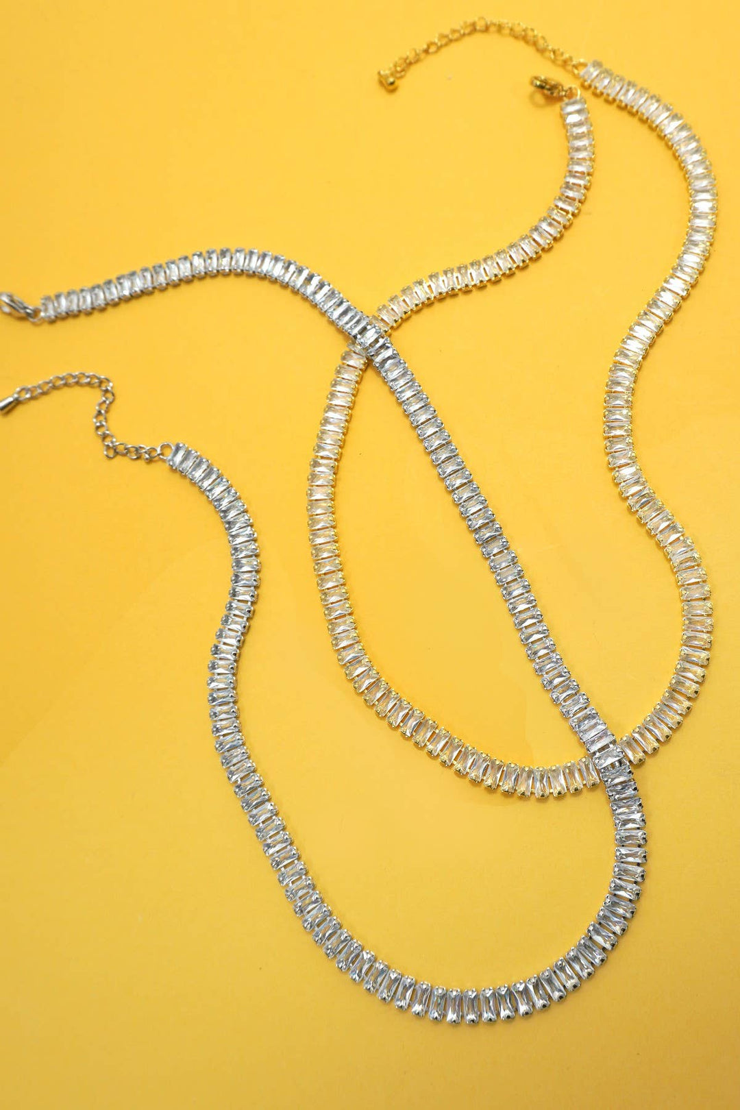 Accessories, Necklaces - BAGUETTE STONE TENNIS NECKLACE | 40NK9660 - - Cultured Cloths Apparel