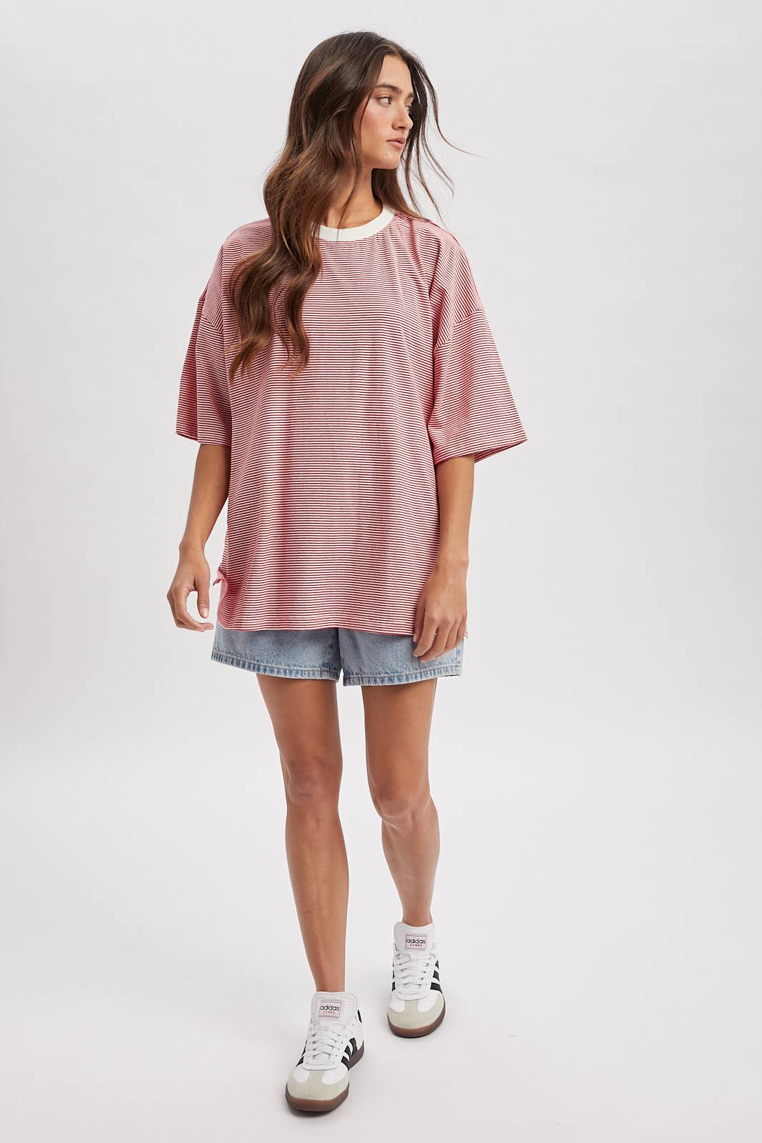 Women's Dresses - OVERSIZED STRIPED KNIT TOP / WL25-11781 - - Cultured Cloths Apparel