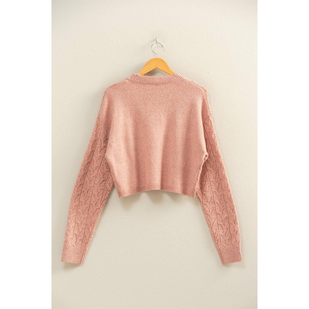 Women's Sweaters - Cropped Cable Knit Sweater - - Cultured Cloths Apparel