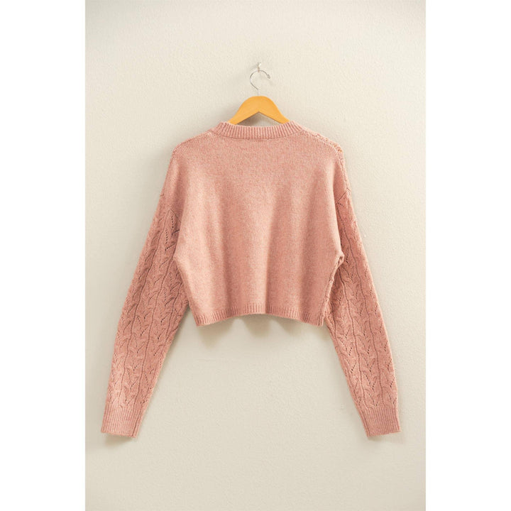 Women's Sweaters - Cropped Cable Knit Sweater - - Cultured Cloths Apparel