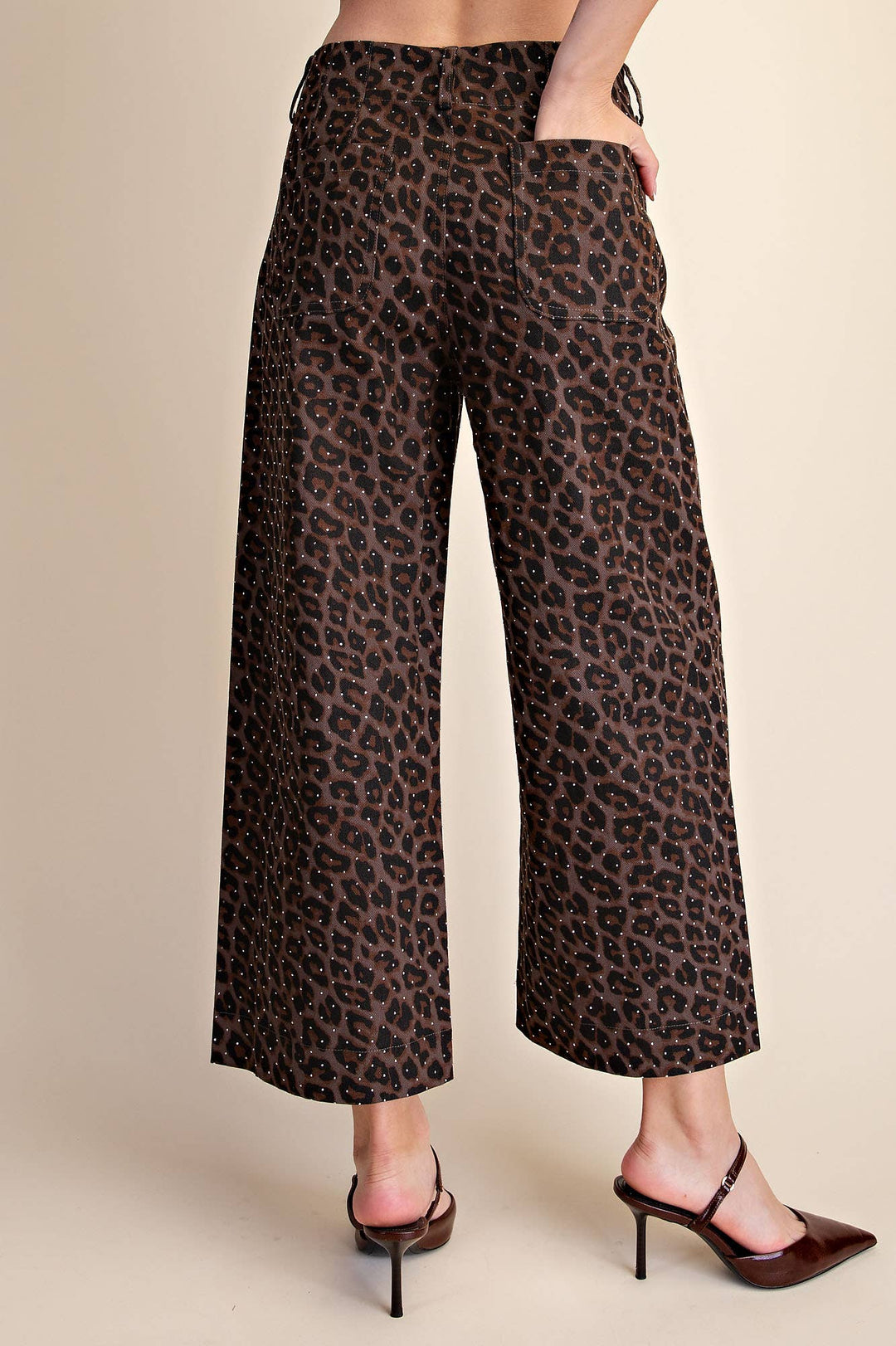 Leopard Colette Cropped Rhinestone Pants