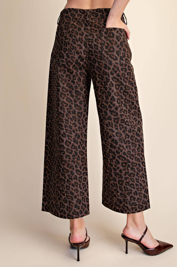 Leopard Colette Cropped Rhinestone Pants