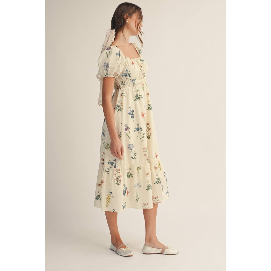 Dresses - Romantic Floral Puff Sleeve Maxi Dress - - Cultured Cloths Apparel