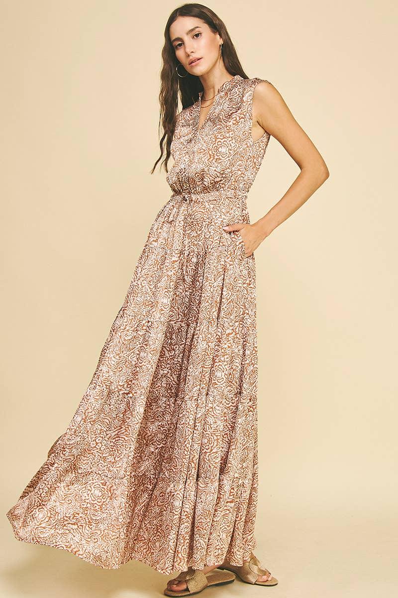 Women's Dresses - PRINT TIERED MAXI DRESS - - Cultured Cloths Apparel