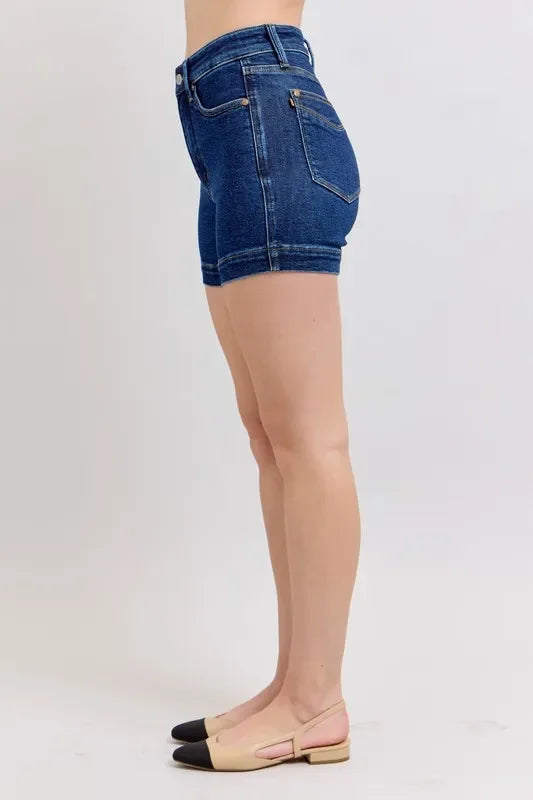 Women's Shorts - Judy Blue Full Size High Waist Tummy Control Denim Shorts - - Cultured Cloths Apparel