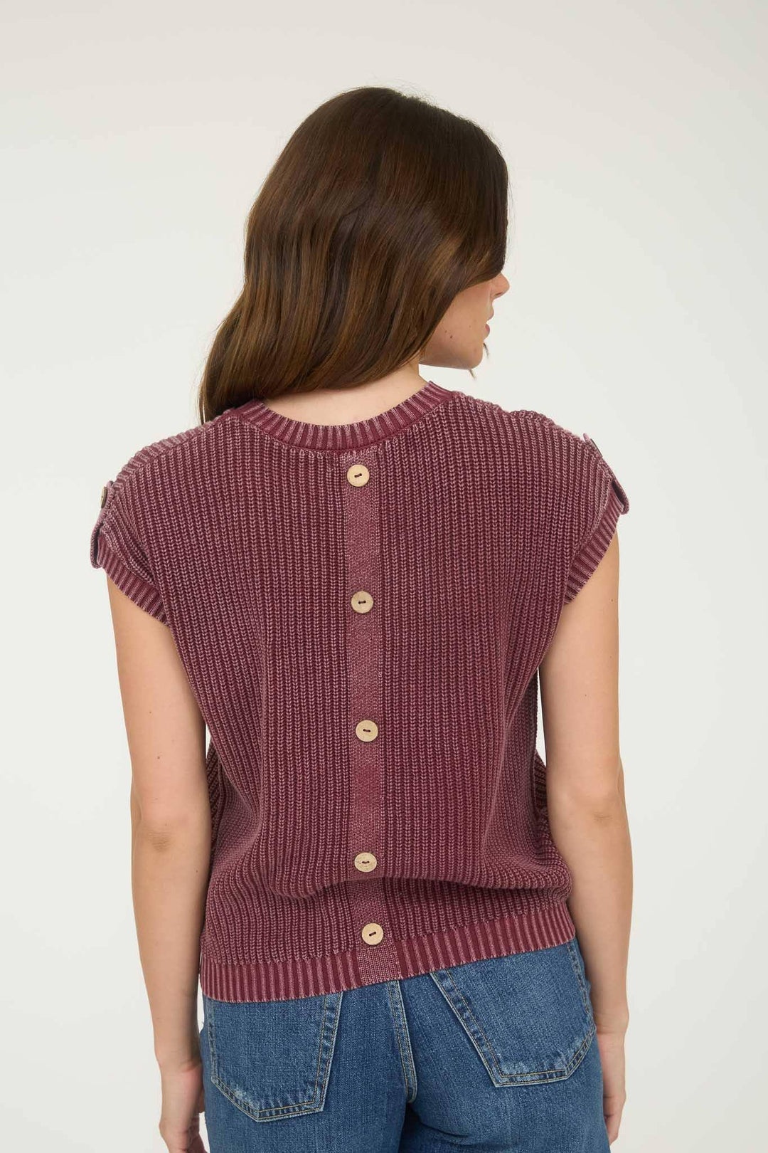 Women's Short Sleeve - WASHED KNIT SHORT TAB SLEEVE PULLOVER SWEATER - - Cultured Cloths Apparel