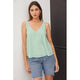 Women's Sleeveless - Sleeveless V-Neck Solid Top - Sage - Cultured Cloths Apparel
