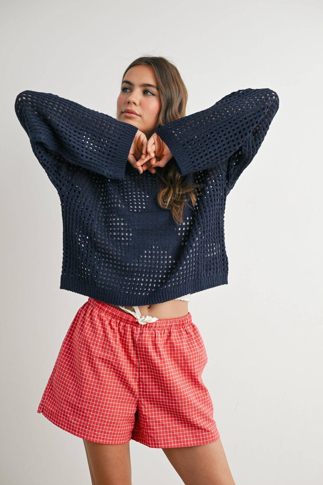 Women's Sweaters - Star Crew Neck Crochet Sweater - - Cultured Cloths Apparel