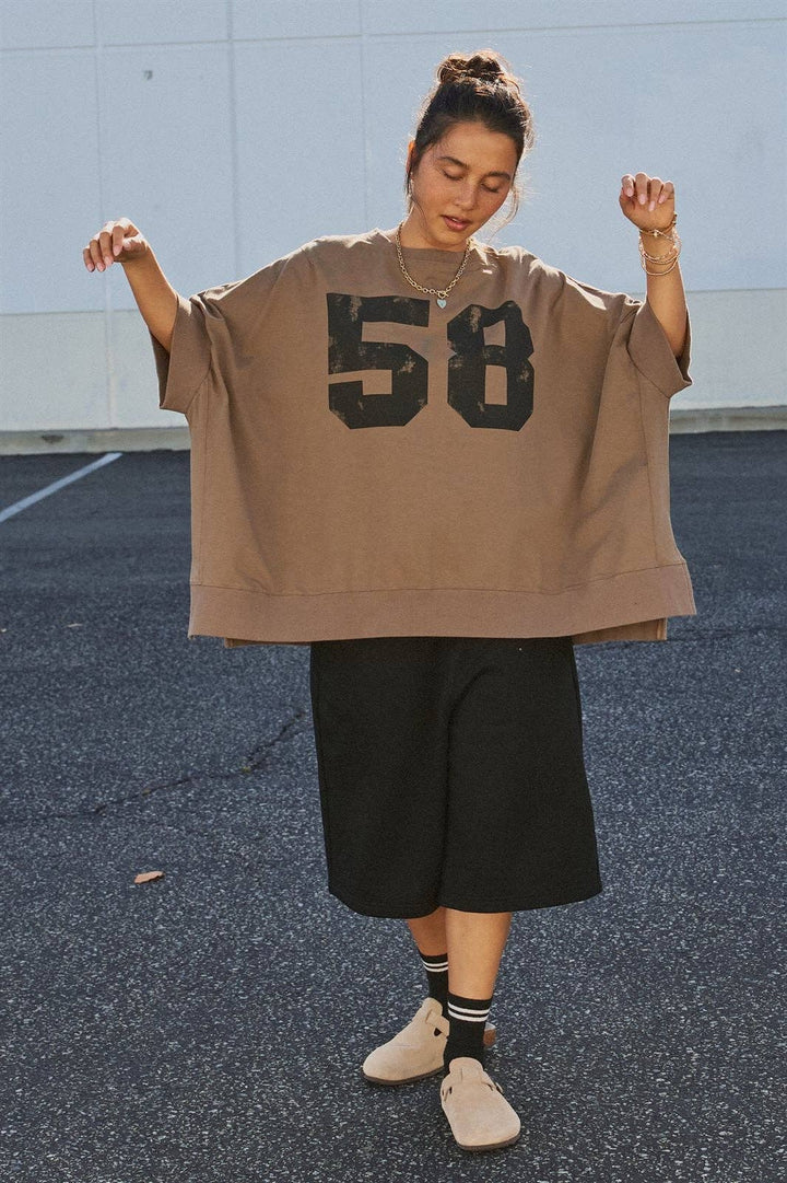 Retro Graphic Oversized French Terry Top