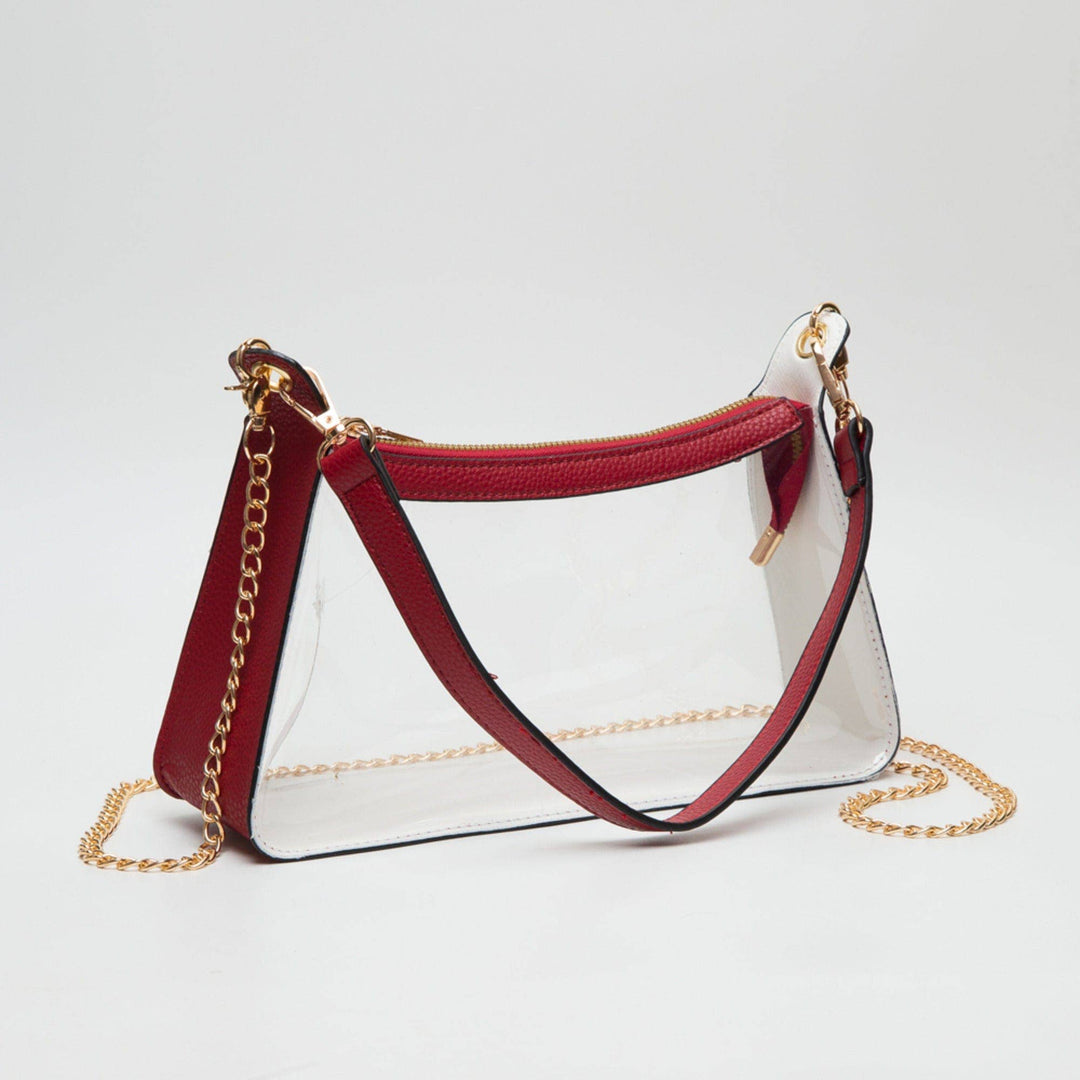 - Marilyn Clear Satchel Bag With Chain Strap - - Cultured Cloths Apparel