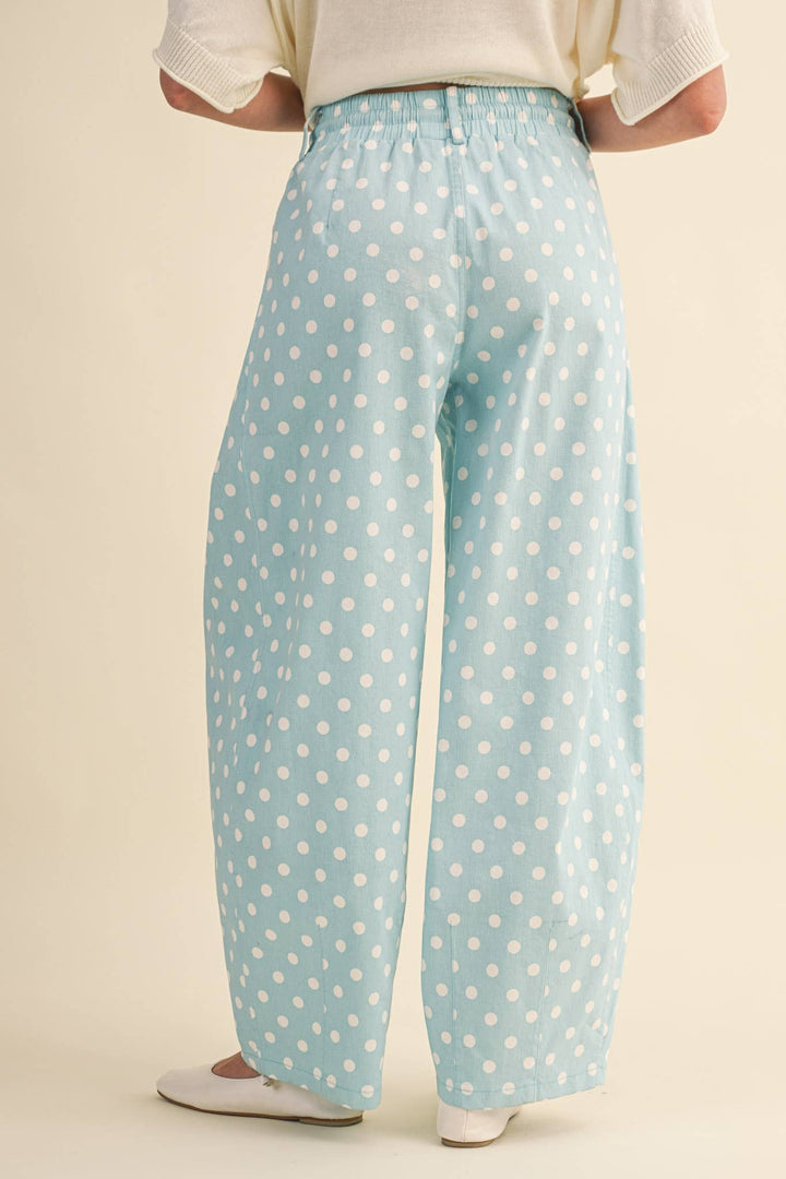 POLKA DOT PLEATED BARREL PANTS