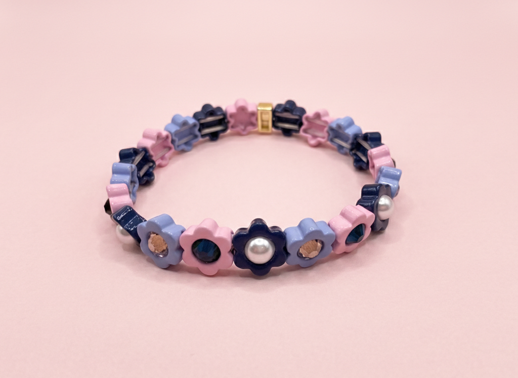 Accessories, Bracelets - Enamel Stretch Bracelet - Flowers - Daisy - - Cultured Cloths Apparel
