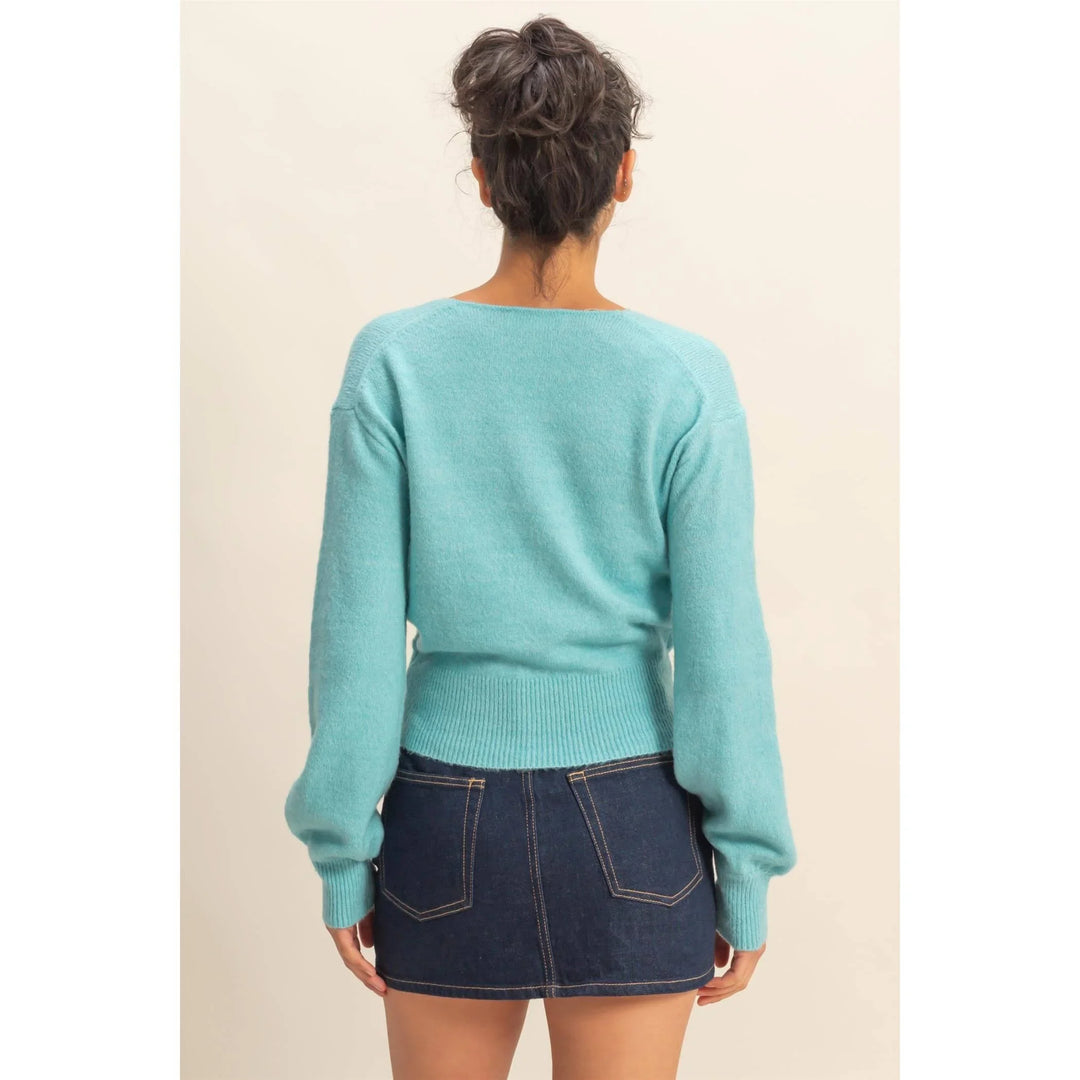 Women's Sweaters - Surplice V Neck Sweater - - Cultured Cloths Apparel