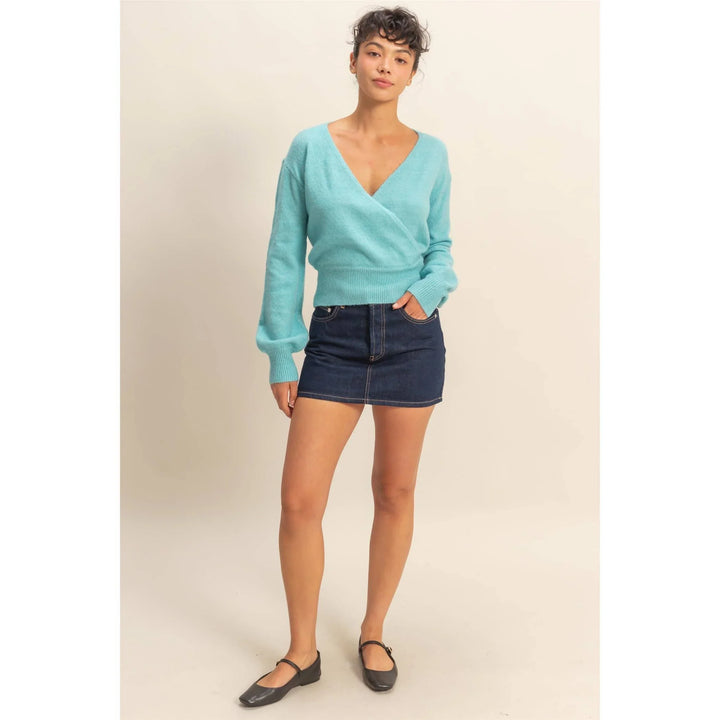 Women's Sweaters - Surplice V Neck Sweater - - Cultured Cloths Apparel