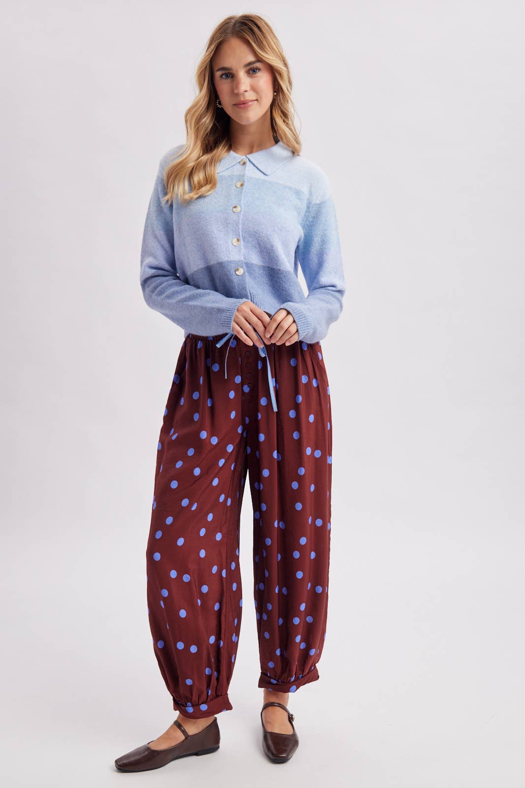POLKA DOT WOVEN BALLOON PANTS