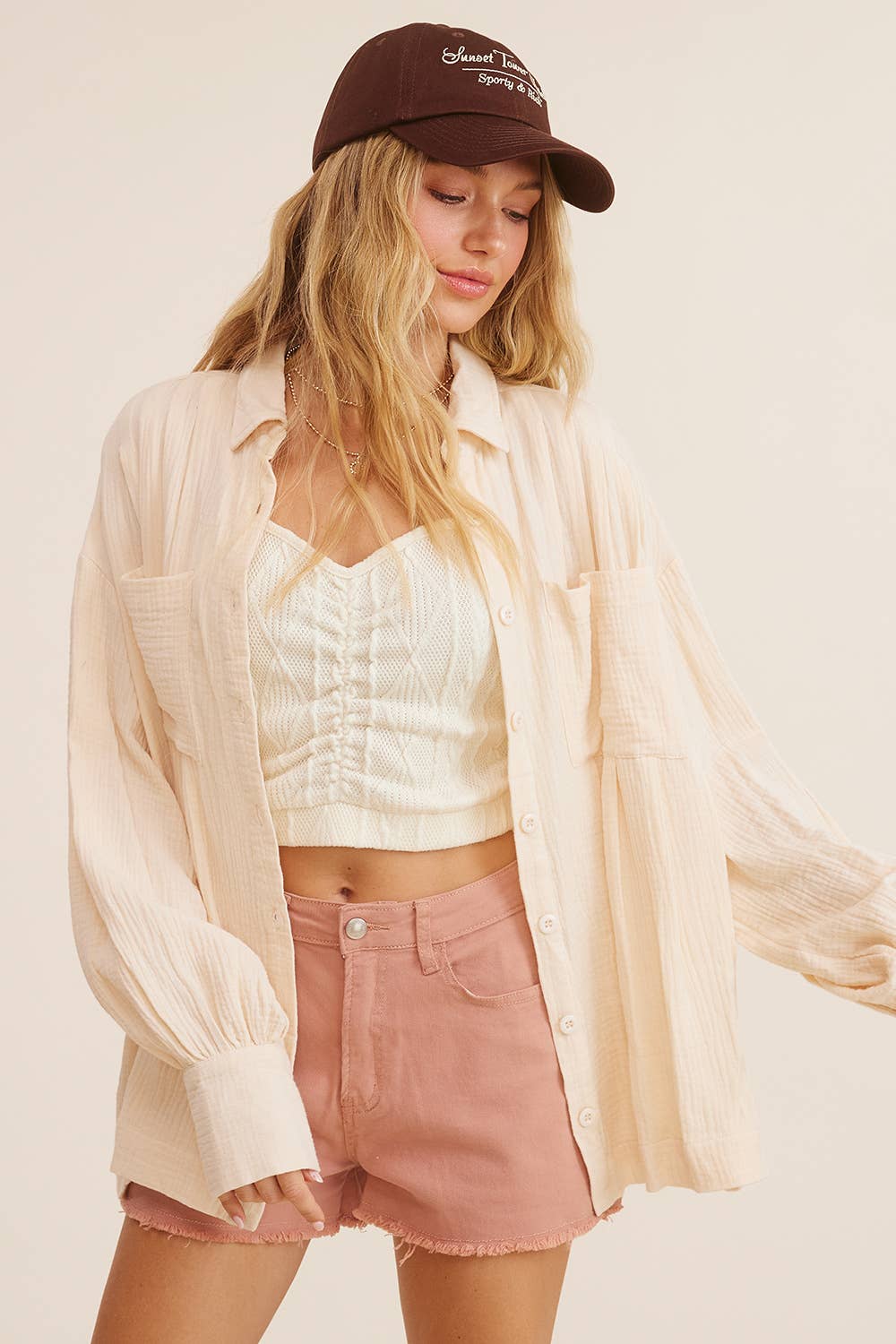 Women's Long Sleeve - Gauze Button-Down Shirt - - Cultured Cloths Apparel