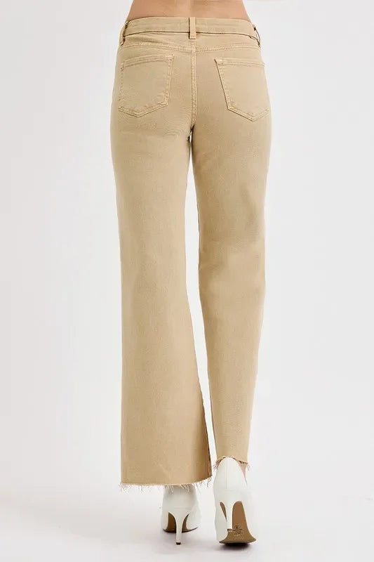 Denim - RISEN Full Size Raw Hem Wide Leg Jeans Plus Size - - Cultured Cloths Apparel