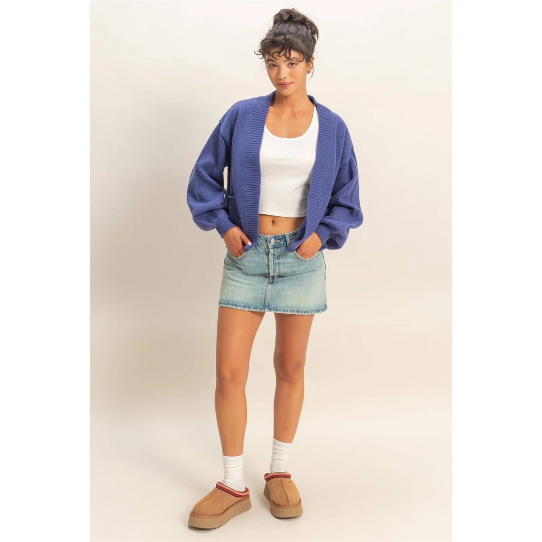 Outerwear - Oversized Textued Knit Cardigan Sweater - - Cultured Cloths Apparel