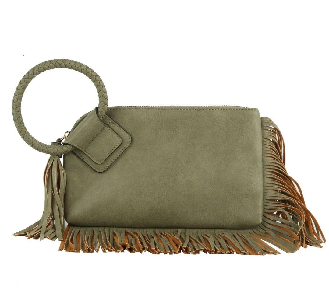 - Fringe Soft Vegan Leather Wristlet/Clutch - - Cultured Cloths Apparel