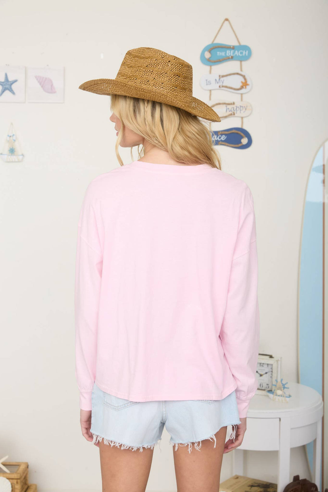 Graphic T-Shirts - BEACH COWGIRL LONG SLEEVE KNIT TOP - - Cultured Cloths Apparel