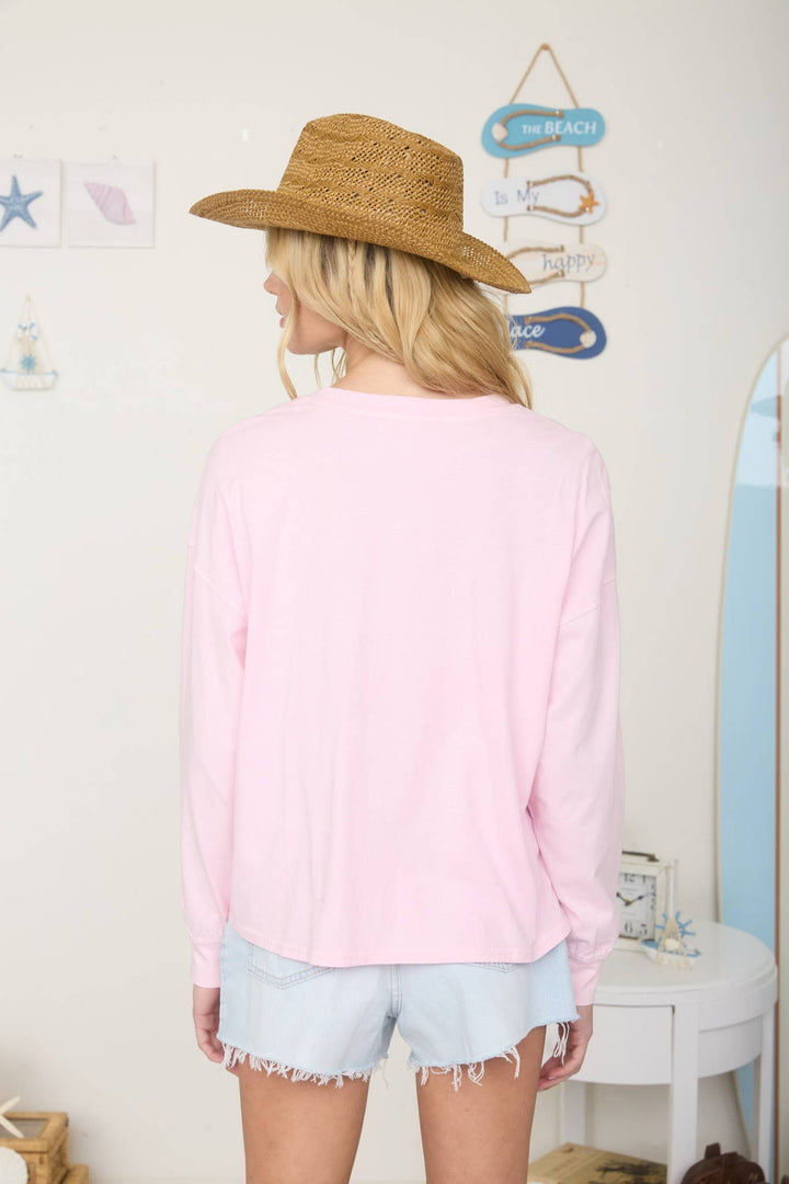 Graphic T-Shirts - BEACH COWGIRL LONG SLEEVE KNIT TOP - - Cultured Cloths Apparel
