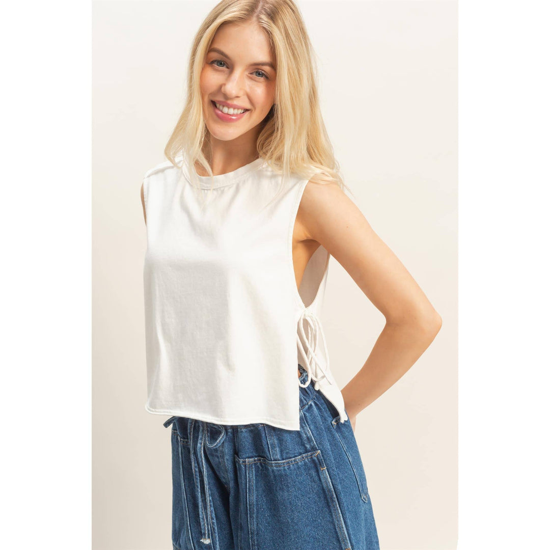 Sleeveless Raw Edge Top