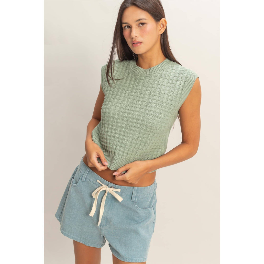 Textured Sleeveless Knit Top
