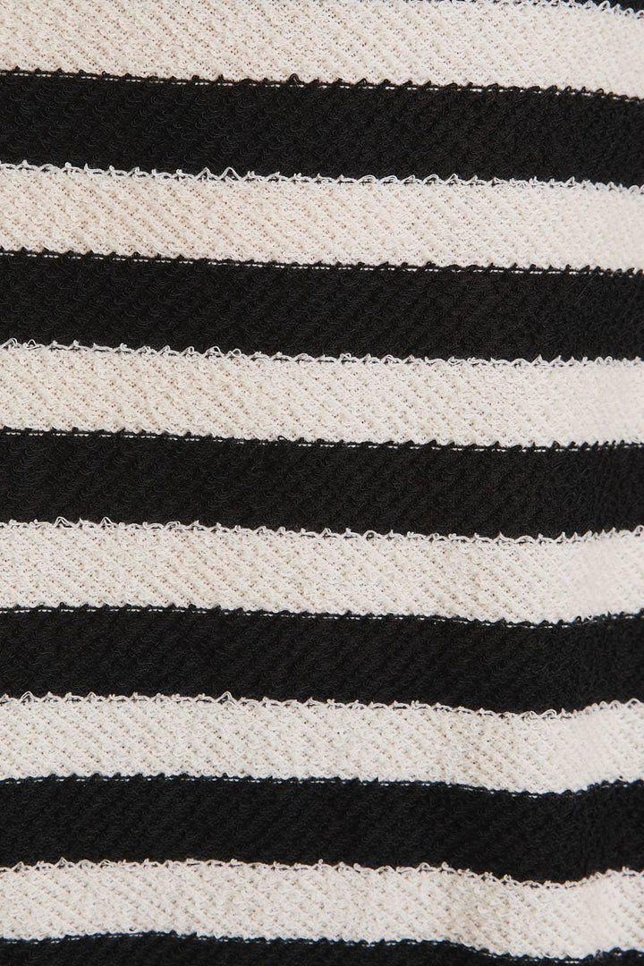 Women's Long Sleeve - ROUND NECK SHOULDER CUT-OUT TIE LONG SLEEVE STRIPE TOP - - Cultured Cloths Apparel