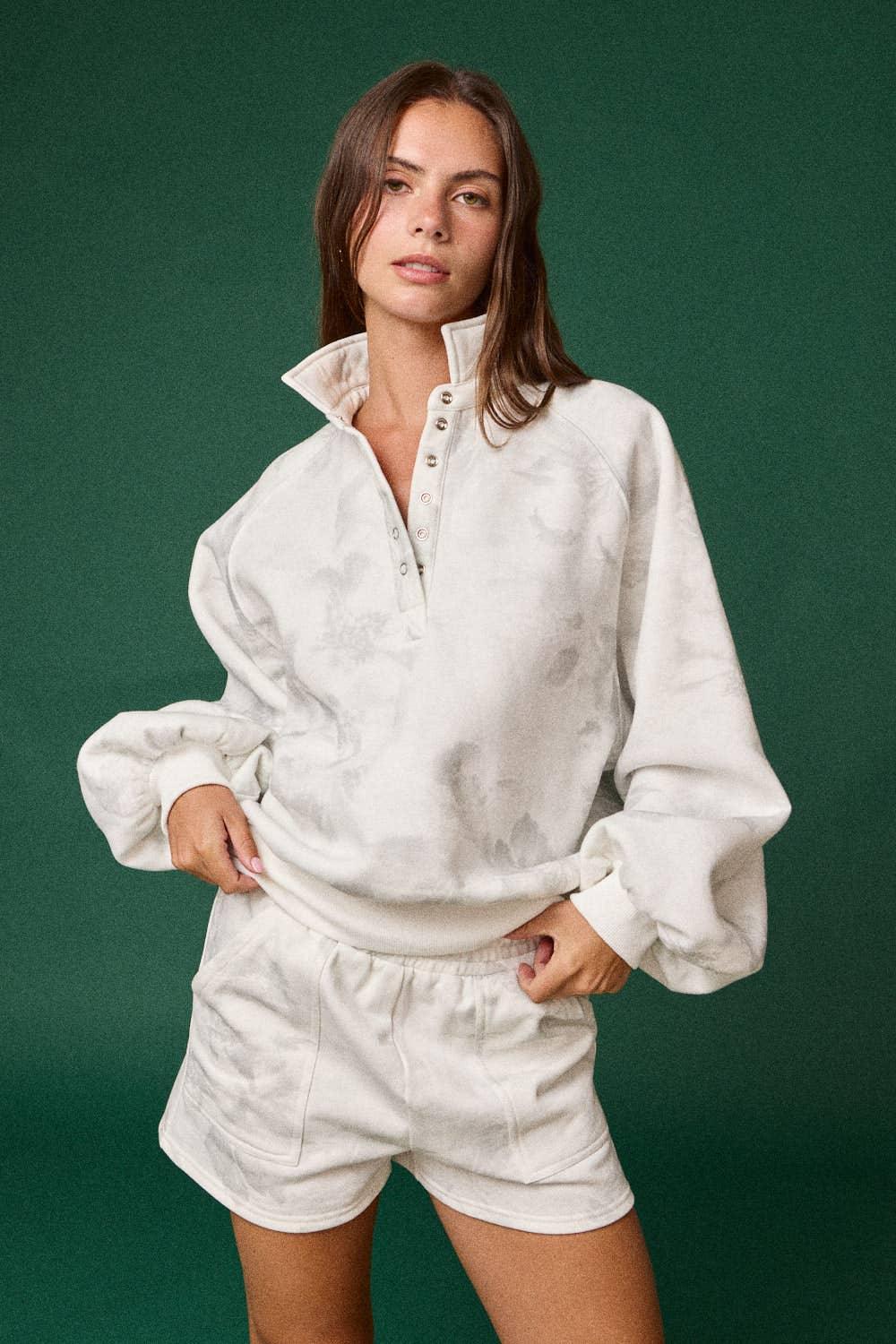 FLORAL PIPER SNAP BUTTON COLLARED SWEATER