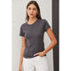 Women's Short Sleeve - Classic Cotton Blend Crewneck T-Shirt - Charcoal - Cultured Cloths Apparel