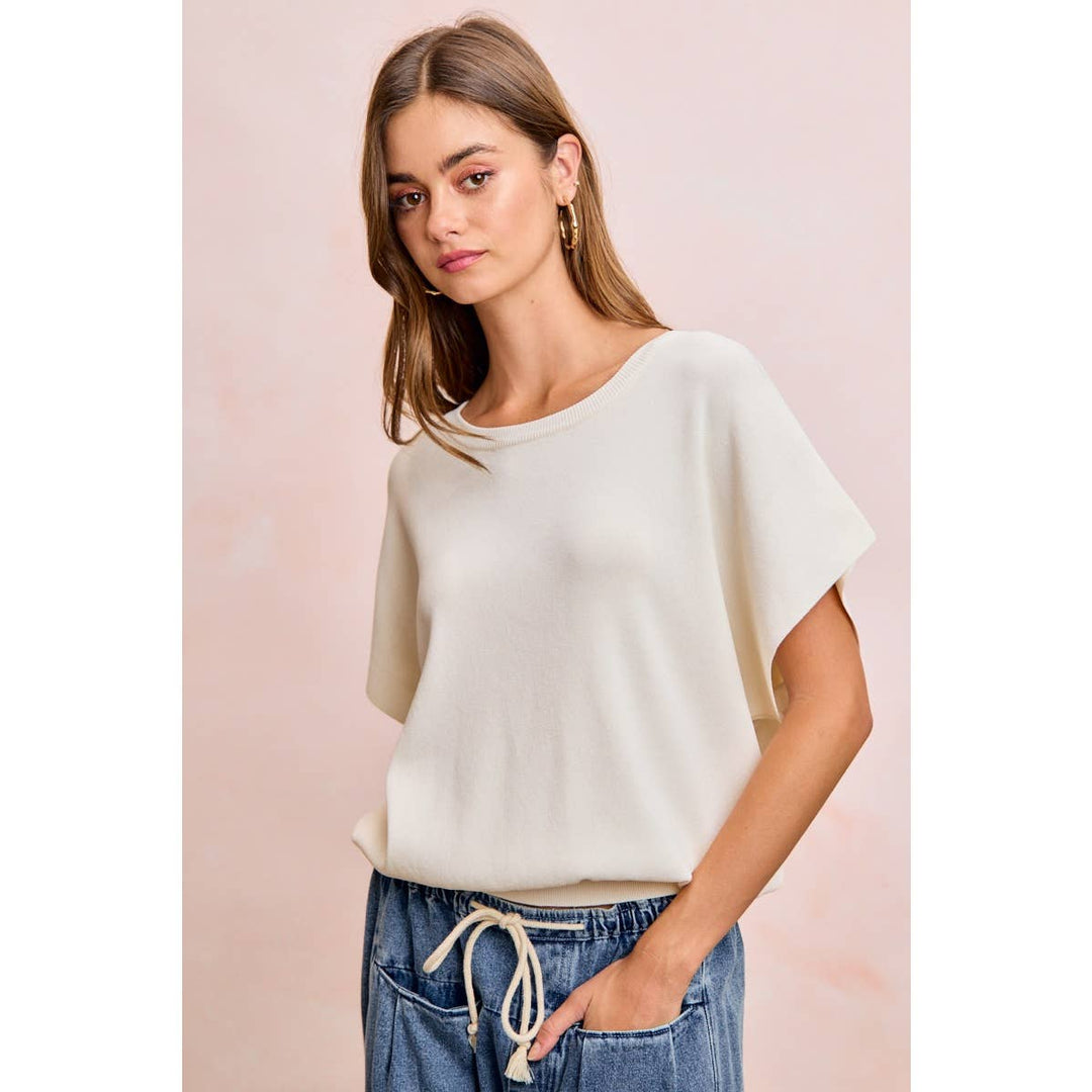 Women's Short Sleeve - SHORT DOLMAN SLEEVES LIGHTWEIGHT SOFT KNIT TOP - - Cultured Cloths Apparel