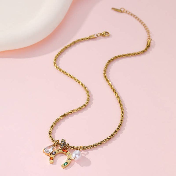 Accessories, Necklaces - STAINLESS STEEL TARNISH FREE CHARM NECKLACE | 40NK9710 - - Cultured Cloths Apparel