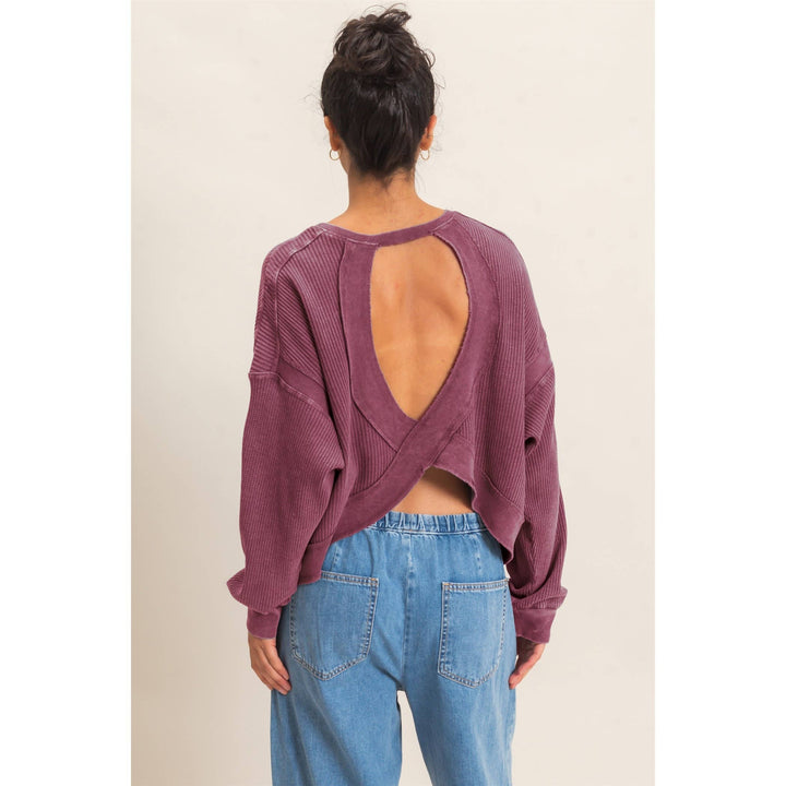 Mineral Wash Waffle Open Back Top