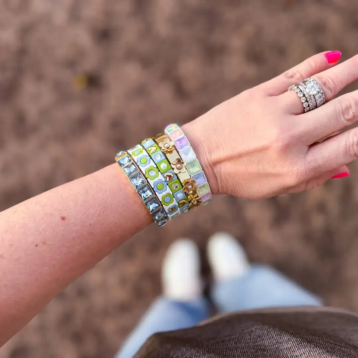 Accessories, Bracelets - Enamel Stretch Bracelet - Flowers - Poppy - Assorted Colors - - Cultured Cloths Apparel
