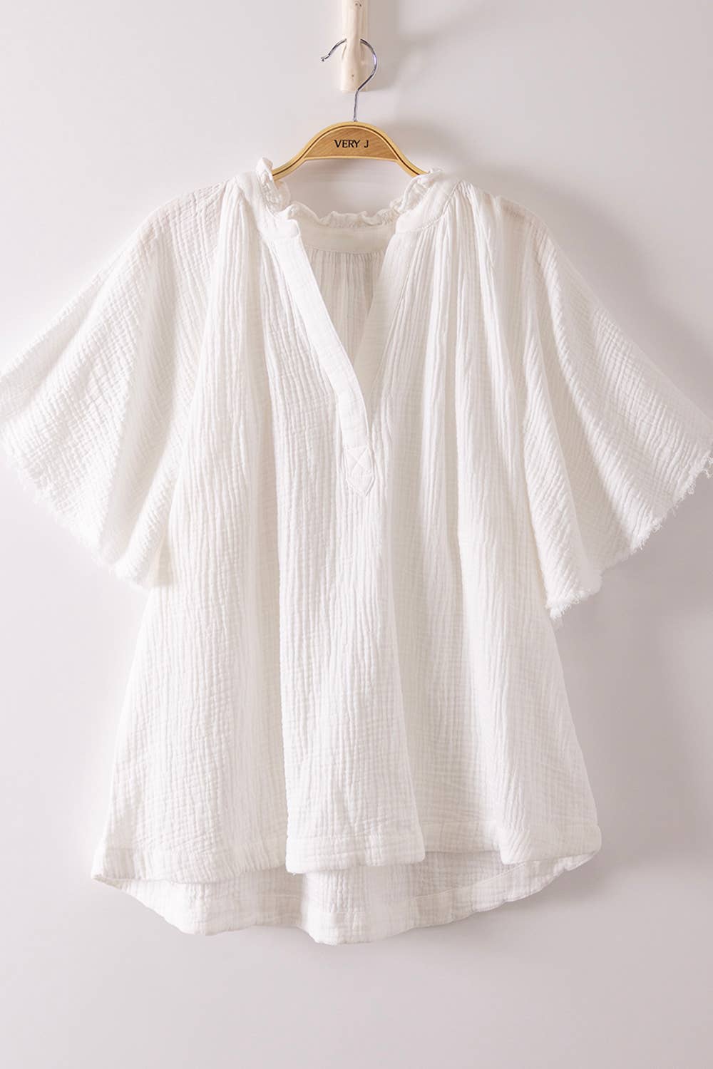 Mineral Washed Gauze Blouse Top
