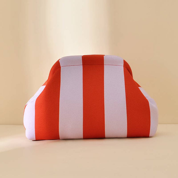 Compact Urban Chic Stripe Design Clutch Bag Makeup Pouch