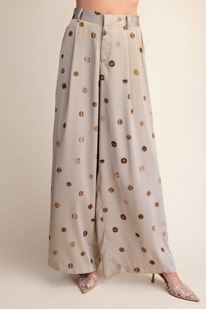Tailored Wide Polka Dot High Waist Pants