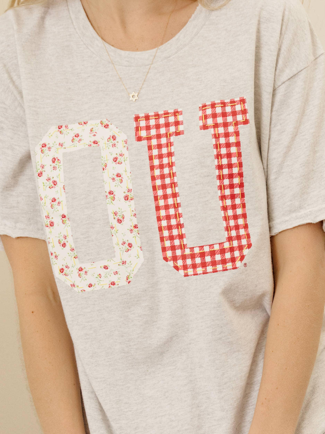 Graphic T-Shirts - OU Oklahoma Sooners Quilted Puff Ink Ash Gray Thrifted Tee - - Cultured Cloths Apparel