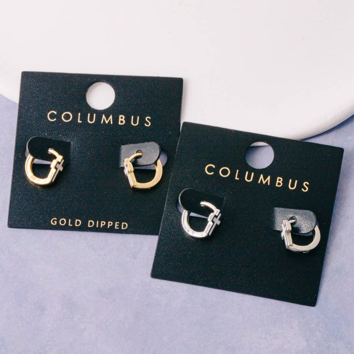 Accessories, Earrings - Gold Dipped Enamel Cross Huggie Hoop Earrings - - Cultured Cloths Apparel