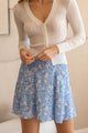 Women's Skirts - FLORAL PANELED BIAS MINI SKIRT - BLUE - Cultured Cloths Apparel