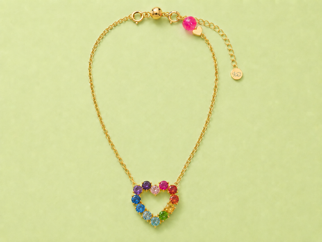 14K Gold-Plated Necklace - Gem Heart - Katie - Asst Styles