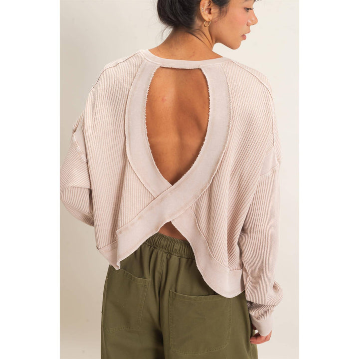 Mineral Wash Waffle Open Back Top