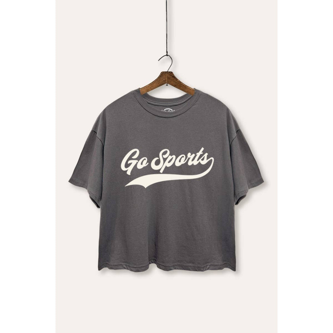 Go Sports Varsity Typography Boxy Crop Top