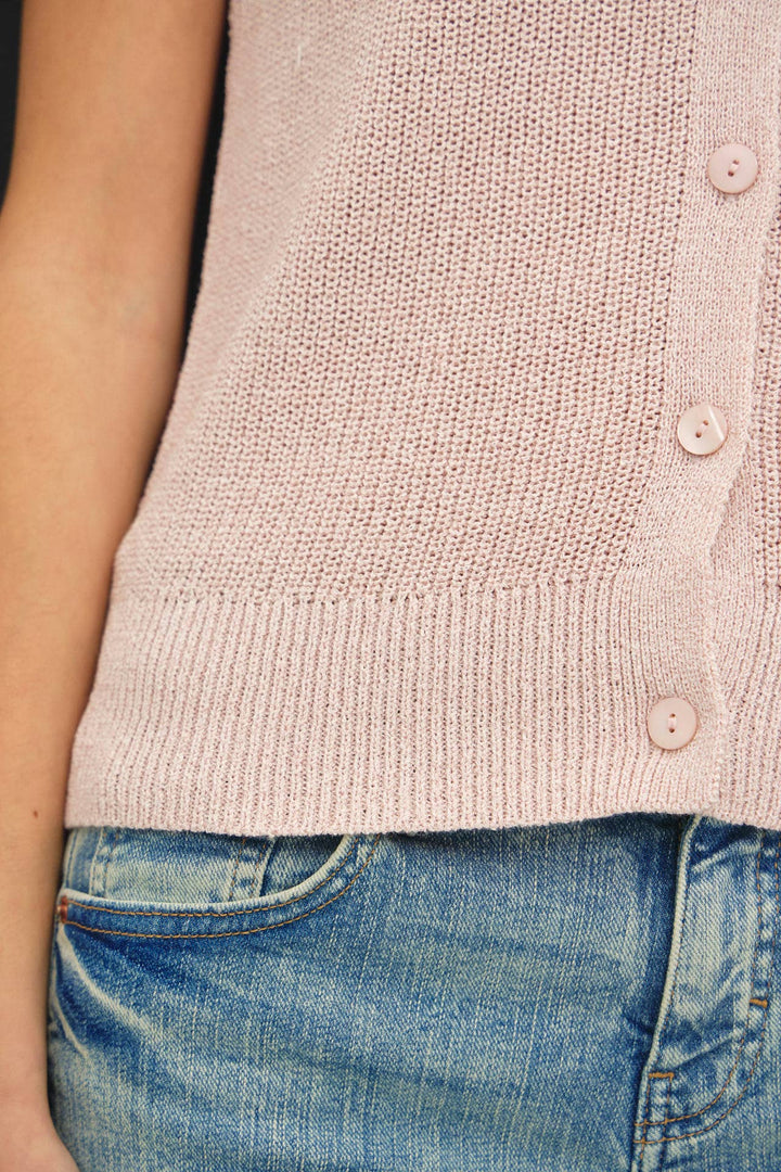 Women's Sleeveless - LIGHT WEIGHT BUTTON UP SWEATER VEST - - Cultured Cloths Apparel