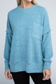  - Brushed Melange Drop Shoulder Oversized Sweater - DUSTY TEAL - Cultured Cloths Apparel