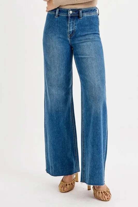 Denim - RISEN High-Waisted Wide Leg Jeans - - Cultured Cloths Apparel