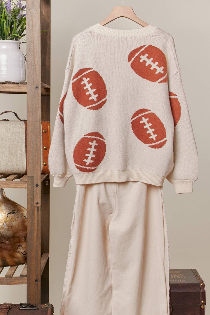 Cardigans - Football Button V Neck Knit Cardigans - - Cultured Cloths Apparel