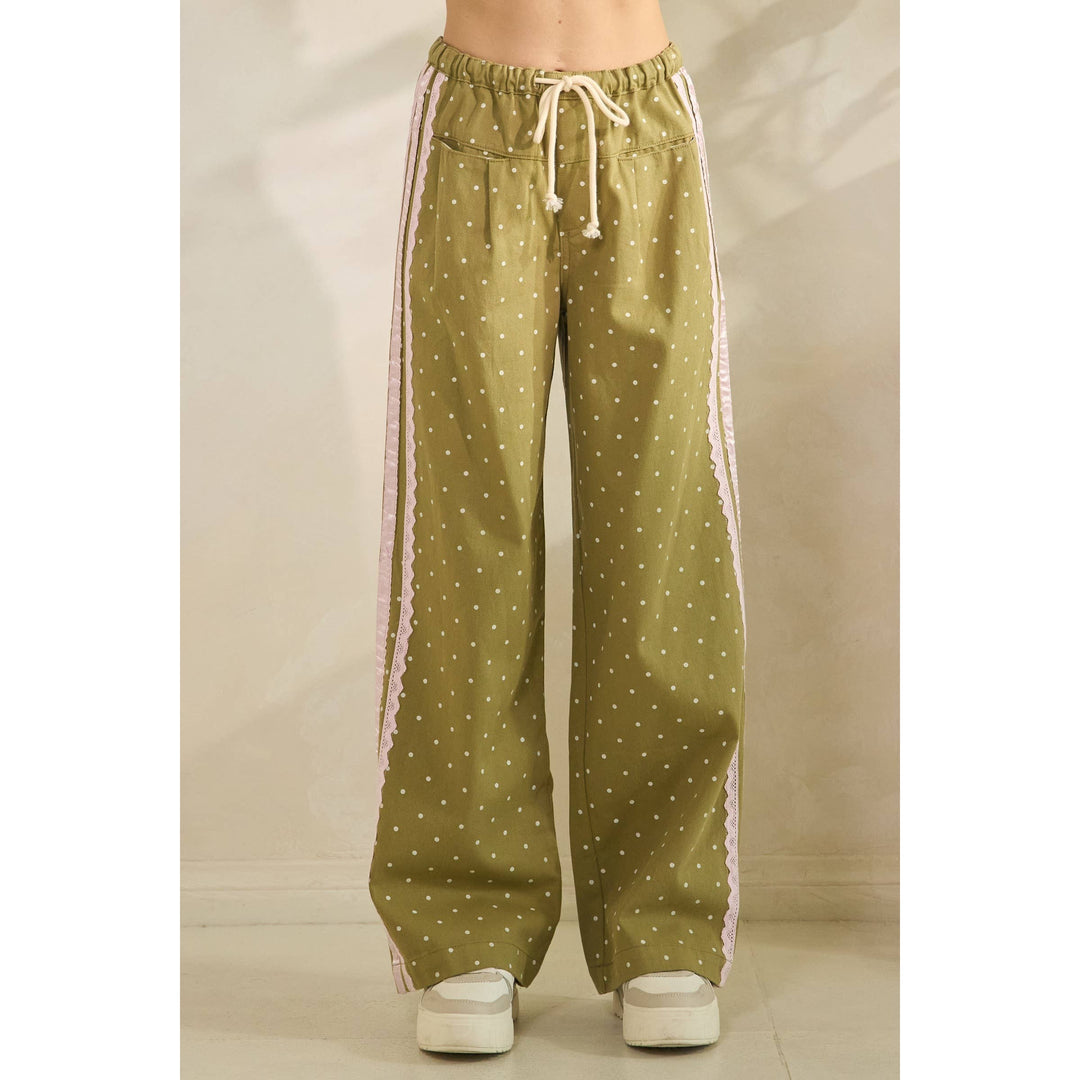 Pants - Polka Dot Pants with Satin Contrast Accents - - Cultured Cloths Apparel