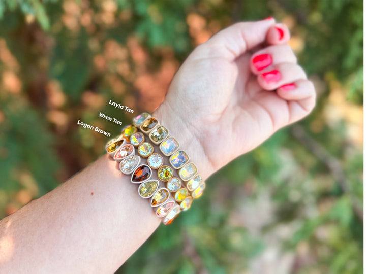 Enamel Stretch Bracelet - Earth Tone Colors